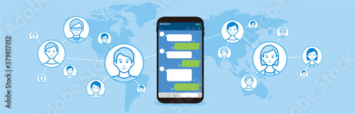 Chat app vector illustration smartphone