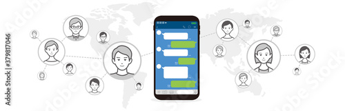 Chat app vector illustration smartphone