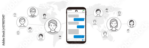 Chat app vector illustration smartphone