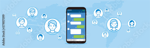 Chat app vector illustration smartphone