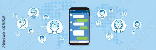 Chat app vector illustration smartphone