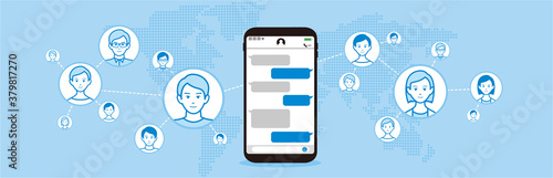 Chat app vector illustration smartphone