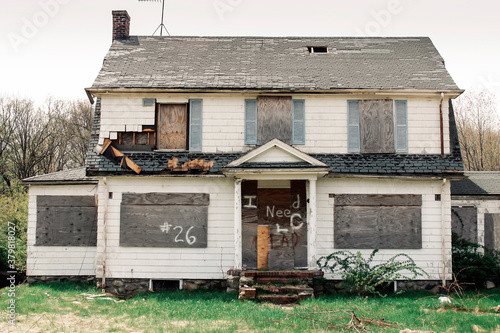 Abandoned Home Near Highway Overpass