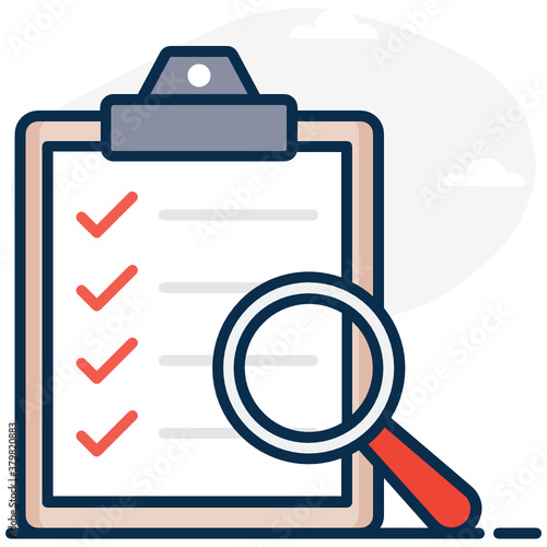 
Magnifier on a checked paper depicting evaluation 
