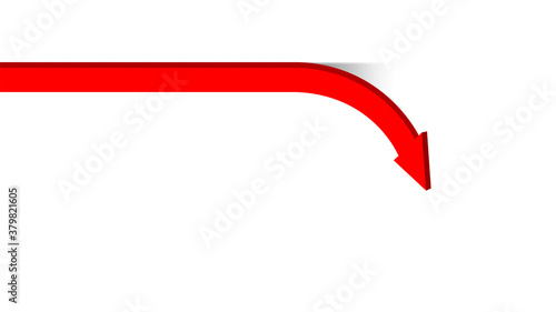 red arrow pointing down isolated on white, copy space, business and finance concept, arrow red pointing down symbol, direction arrow sign