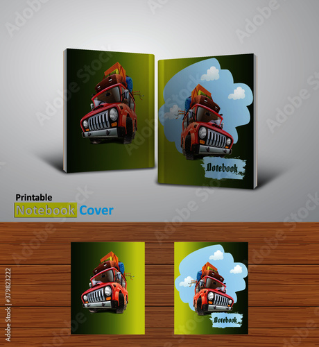 Back to school notebook cover designs with mockups, Ready to print CMYK color modes- textbook design concept