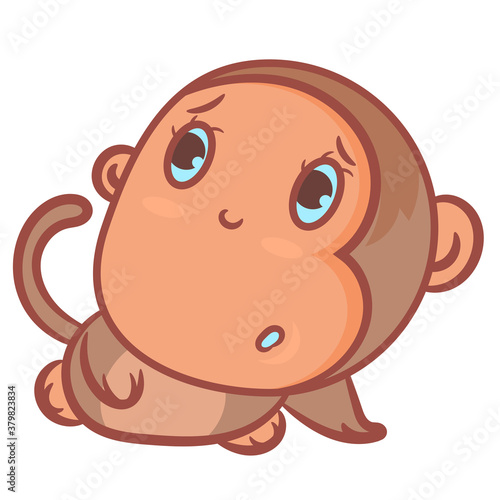 Little monkey cartoon sadly emotion scene vector cartoon concept on a white background