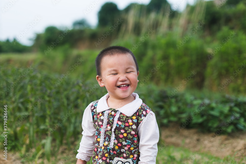 Cute little girl playing in the field Cute little girl playing in the field