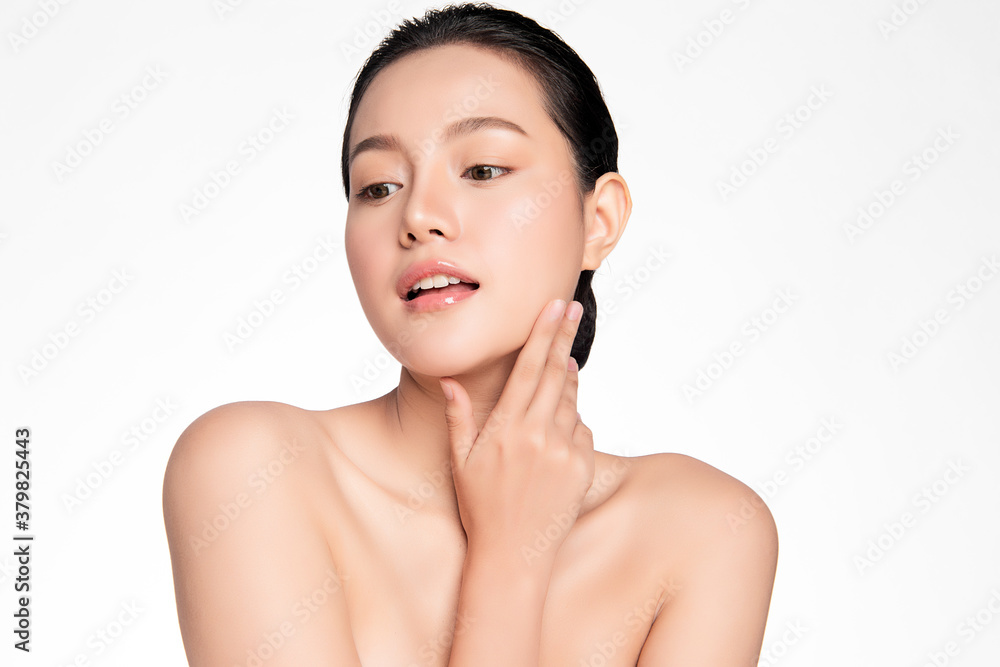 Beautiful young asian woman with clean fresh skin on white background, Face care, Facial treatment, Cosmetology, beauty and spa, Asian women portrait Beautiful young asian woman with clean fresh skin on white background, Face care, Facial treatment, Cosmetology, beauty and spa, Asian women portrait