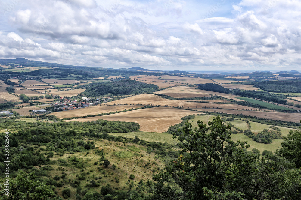 North Bohemia countryside with fields and forests North Bohemia countryside with fields and forests