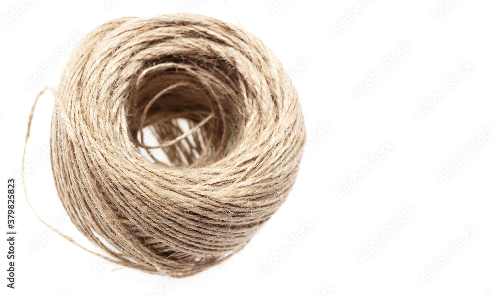 A ball of linen thread isolated on a white background.