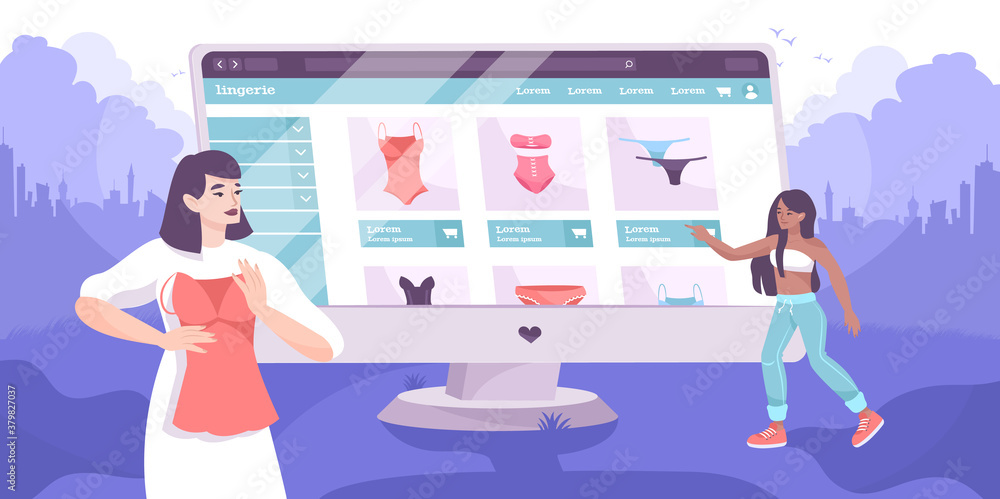 Underwear Online Shop Flat Concept