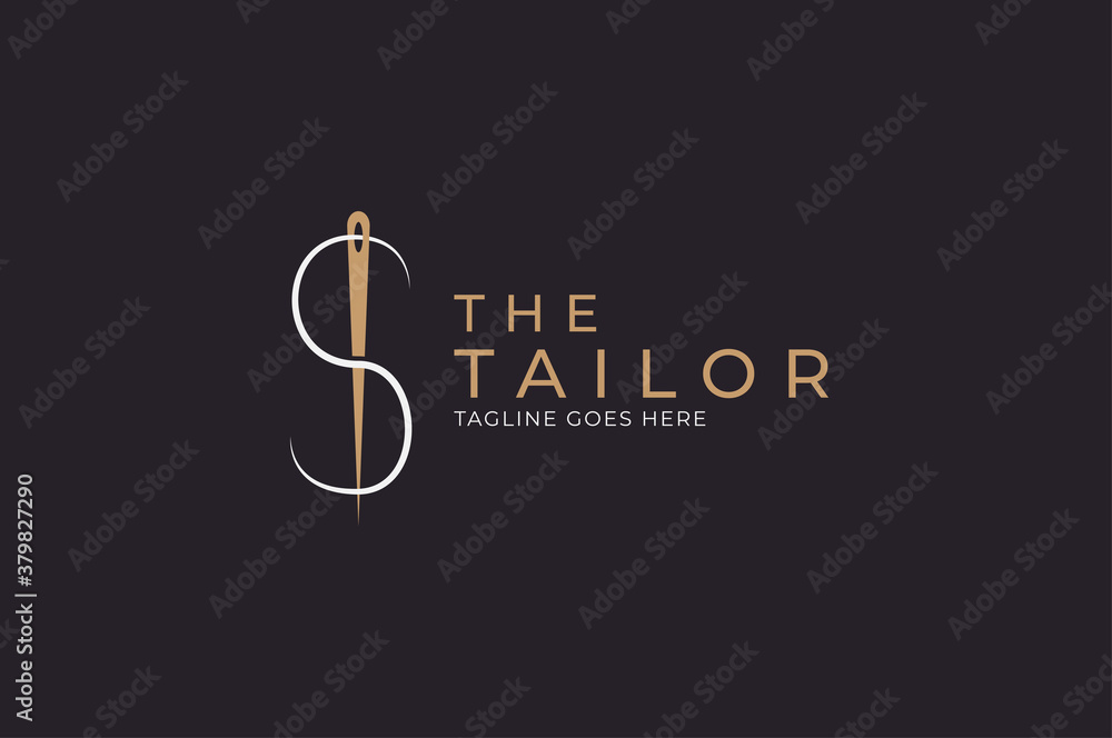 Abstract initial S for Tailor logo, letter S from thread and needle combination, Flat Logo Design Template, vector illustration Abstract initial S for Tailor logo, letter S from thread and needle combination, Flat Logo Design Template, vector illustration