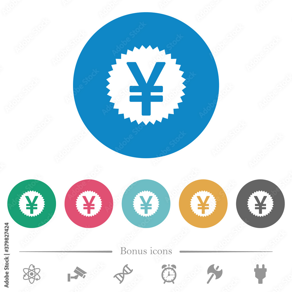 Yen sticker flat round icons Yen sticker flat round icons