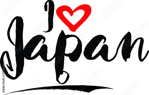  I Love Japan Handwritten calligraphy White Color Text On 
Grey Background