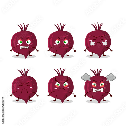 Fototapeta Naklejka Na Ścianę i Meble -  Beet root cartoon character with various angry expressions