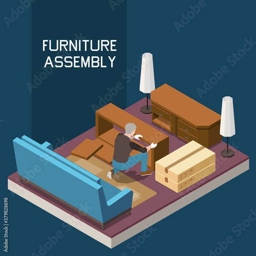 Carpentry Isometric Composition 