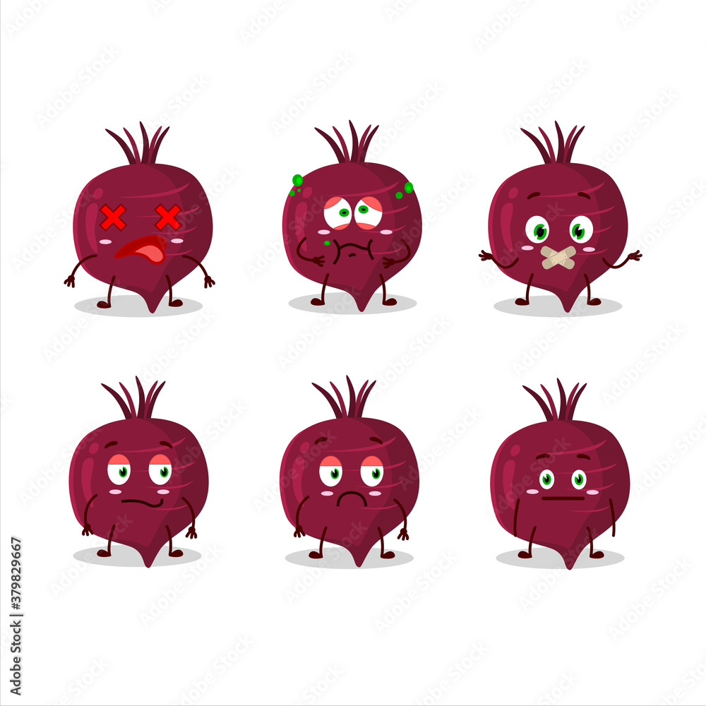 Beet root cartoon character with nope expression