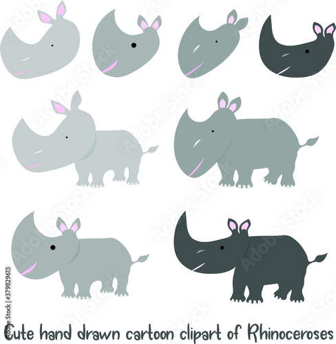 Cute hand drawn Rhino clipart