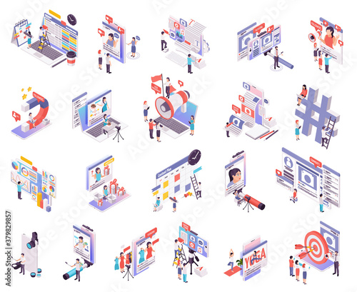 Blogging And Vlogging Isometric Icons