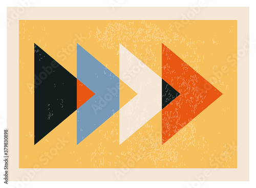 Minimalist 20s geometric abstract background design, vector primitive shapes