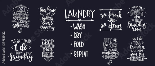 Laundry Hand drawn typography poster. Conceptual handwritten phrase Laundry T shirt hand lettered calligraphic design. Inspirational vector. Vector illustration