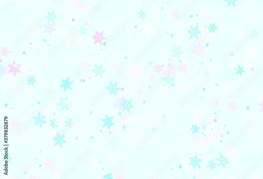 Light Pink, Blue vector template with ice snowflakes. Light Pink, Blue vector template with ice snowflakes.