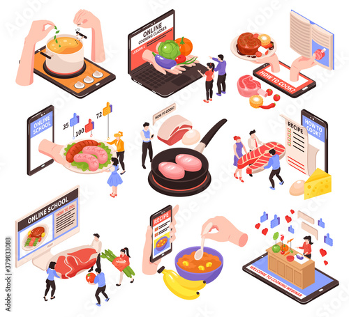 Online Cooking School Isometric Set 