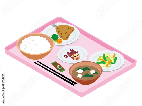 日本の病院の給食（アジフライ）