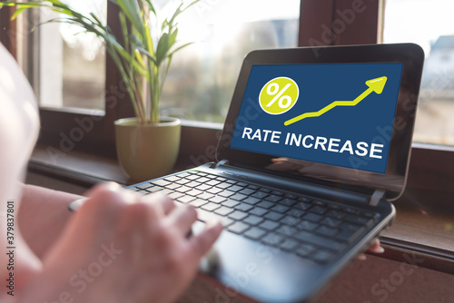 Rate increase concept on a laptop screen