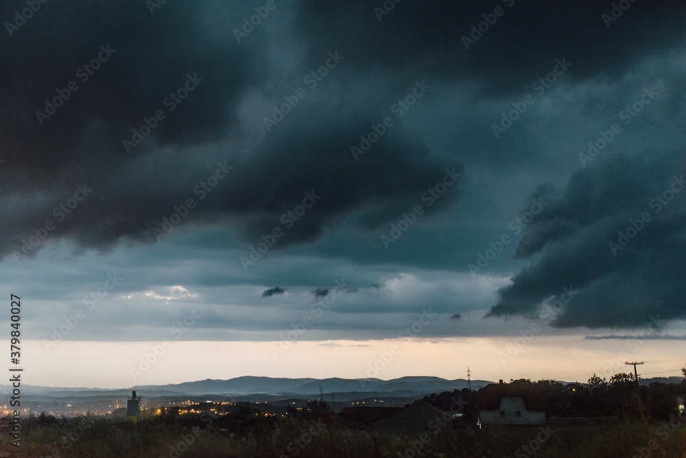 Landscape view with cloudy sky at evening Landscape view with cloudy sky at evening
