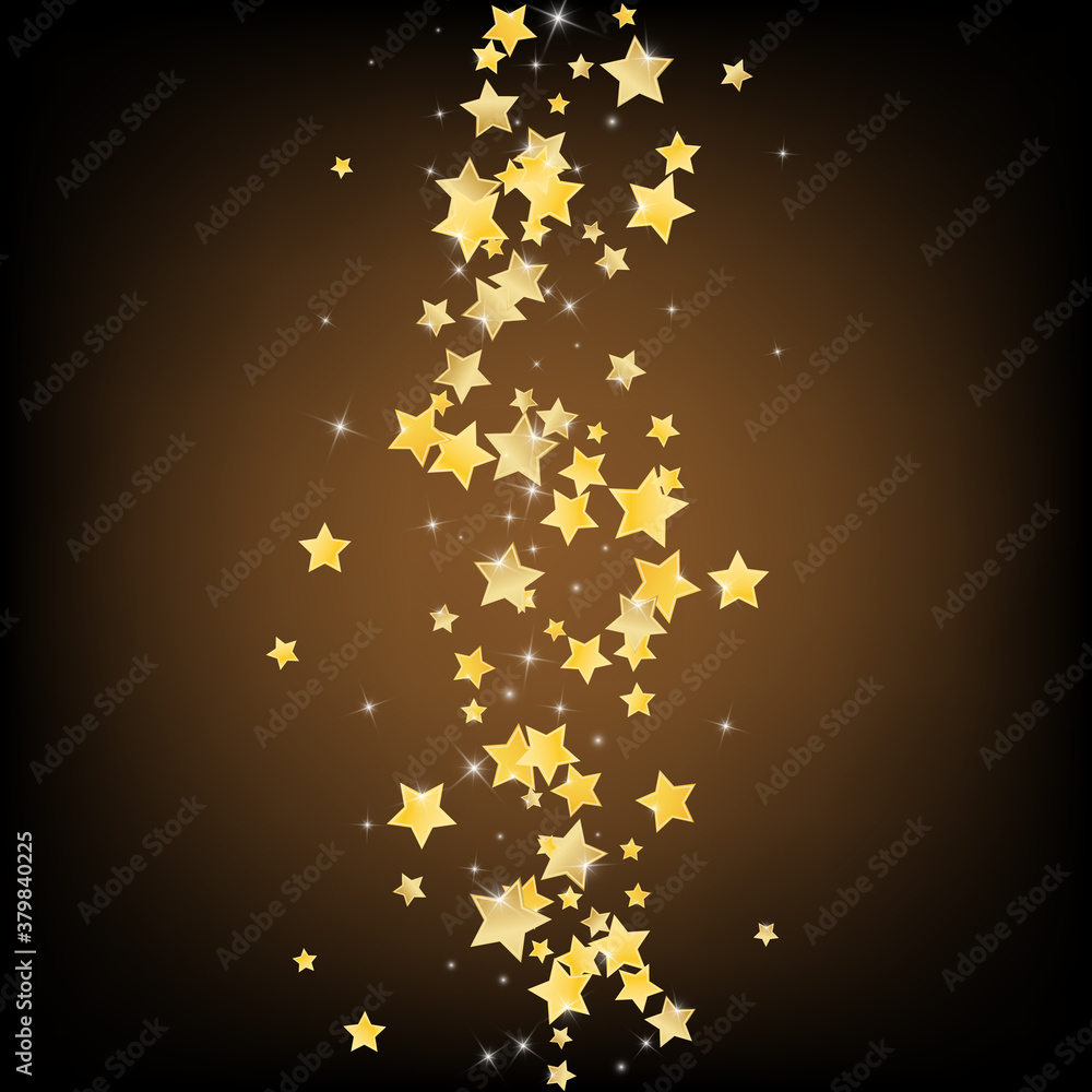 Golden Xmas Stars Vector Brown Background. 