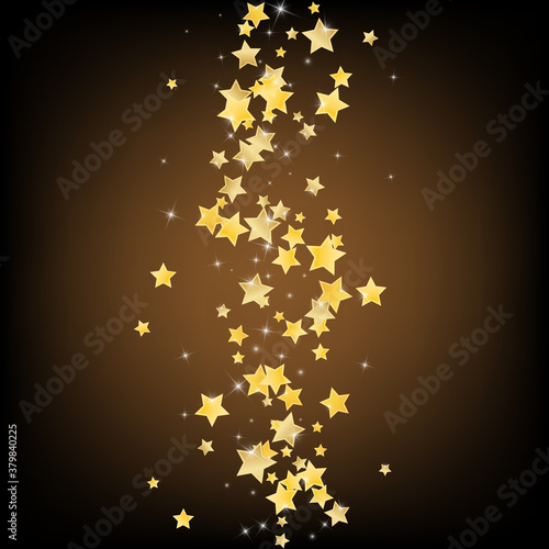 Golden Xmas Stars Vector Brown Background. 
