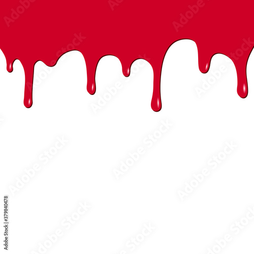 Dripping red paint. Dripping liquid. Fluid fluid. Spilling paint. Falling paint. Fluid oil stain. Abstract, liquid drops of ink. Vector illustration