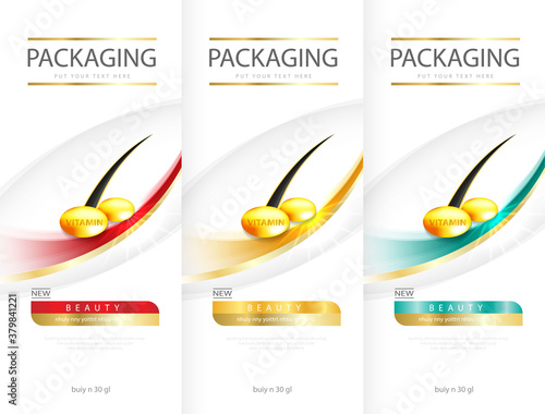 Hair care design of shampoo. cosmetic for design the effects of protection and shine and radiance of hair on a bright. Vector illustration.