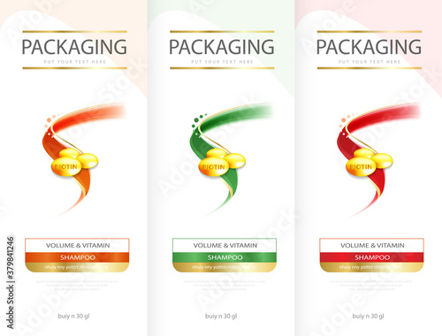 Hair care design of shampoo. cosmetic for design the effects of protection and shine and radiance of hair on a bright. Vector illustration.
