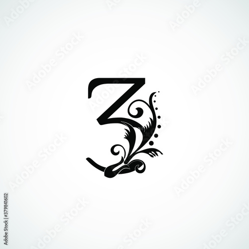 Number 3 Luxury flower ornament Black logo