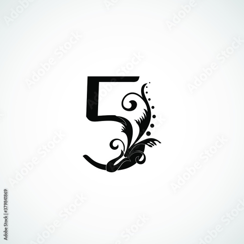Number 5 Luxury flower ornament Black logo