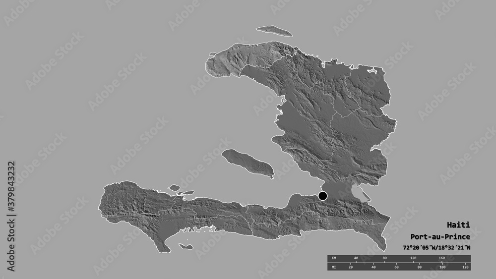 Location of Nord-Ouest, department of Haiti,. Bilevel