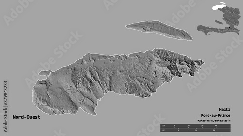 Nord-Ouest, department of Haiti, zoomed. Bilevel