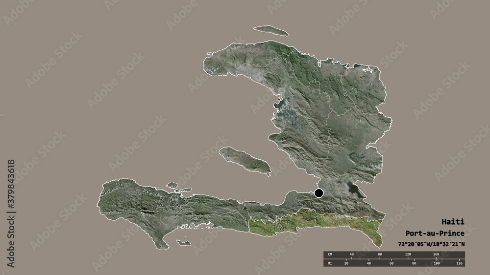 Location of Sud-Est, department of Haiti,. Satellite