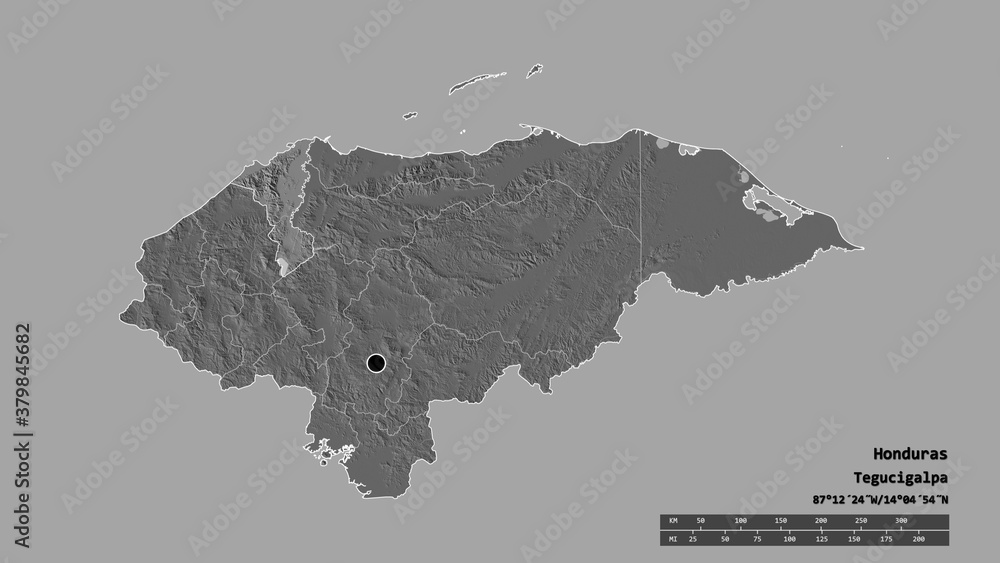 Location of Cortes, department of Honduras,. Bilevel
