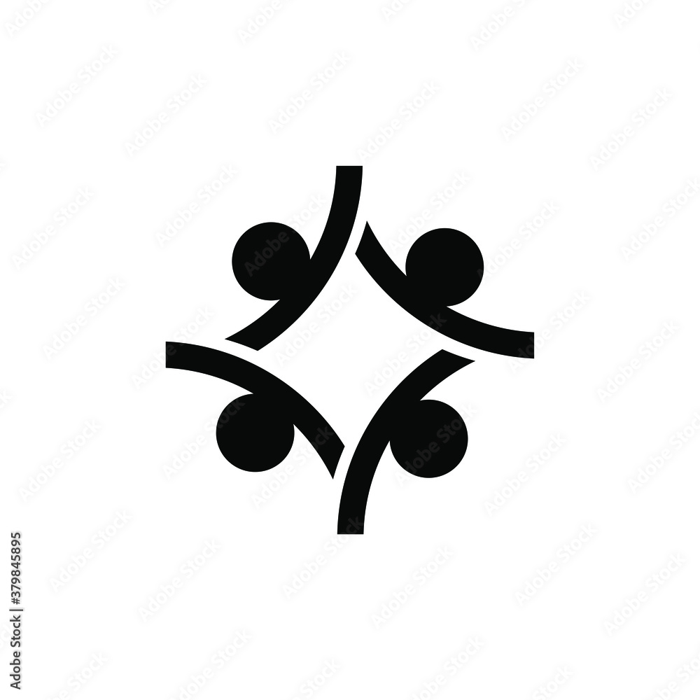 Four people for logo design concept. Very suitable in various business purposes, also for icon, symbol and many more. Four people for logo design concept. Very suitable in various business purposes, also for icon, symbol and many more.