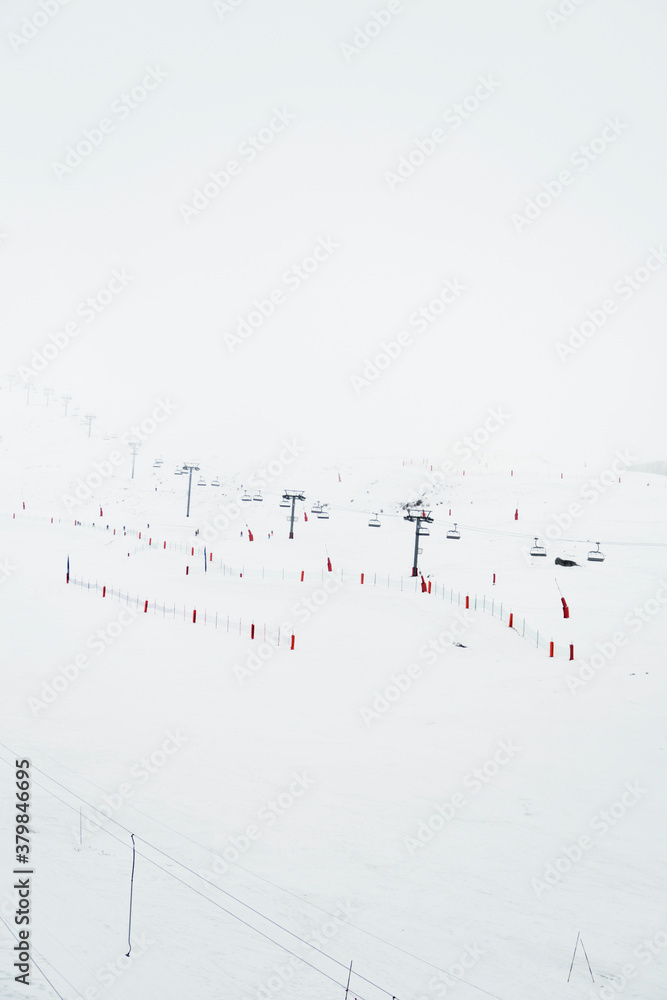 ski slope white background with copyspace ski slope white background with copyspace