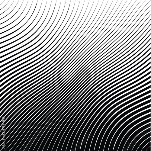 Abstract warped Diagonal Striped Background . Vector curved twisted slanting, waved lines texture