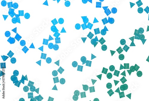 Light Blue  Green vector template with crystals  circles  squares.