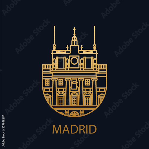 Madrid icon. Spain vector pictogram. Illustration of the royal palace in madrid.