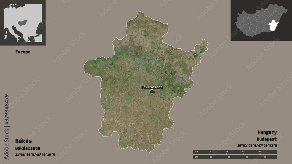 Bekes, county of Hungary,. Previews. Satellite