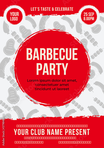 BBQ Party Flyer, Barbecue Poster, Food Flyer

