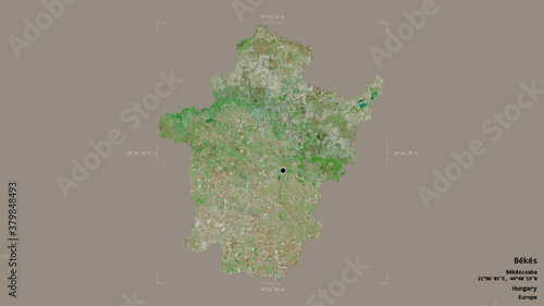 Bekes - Hungary. Bounding box. Satellite photo